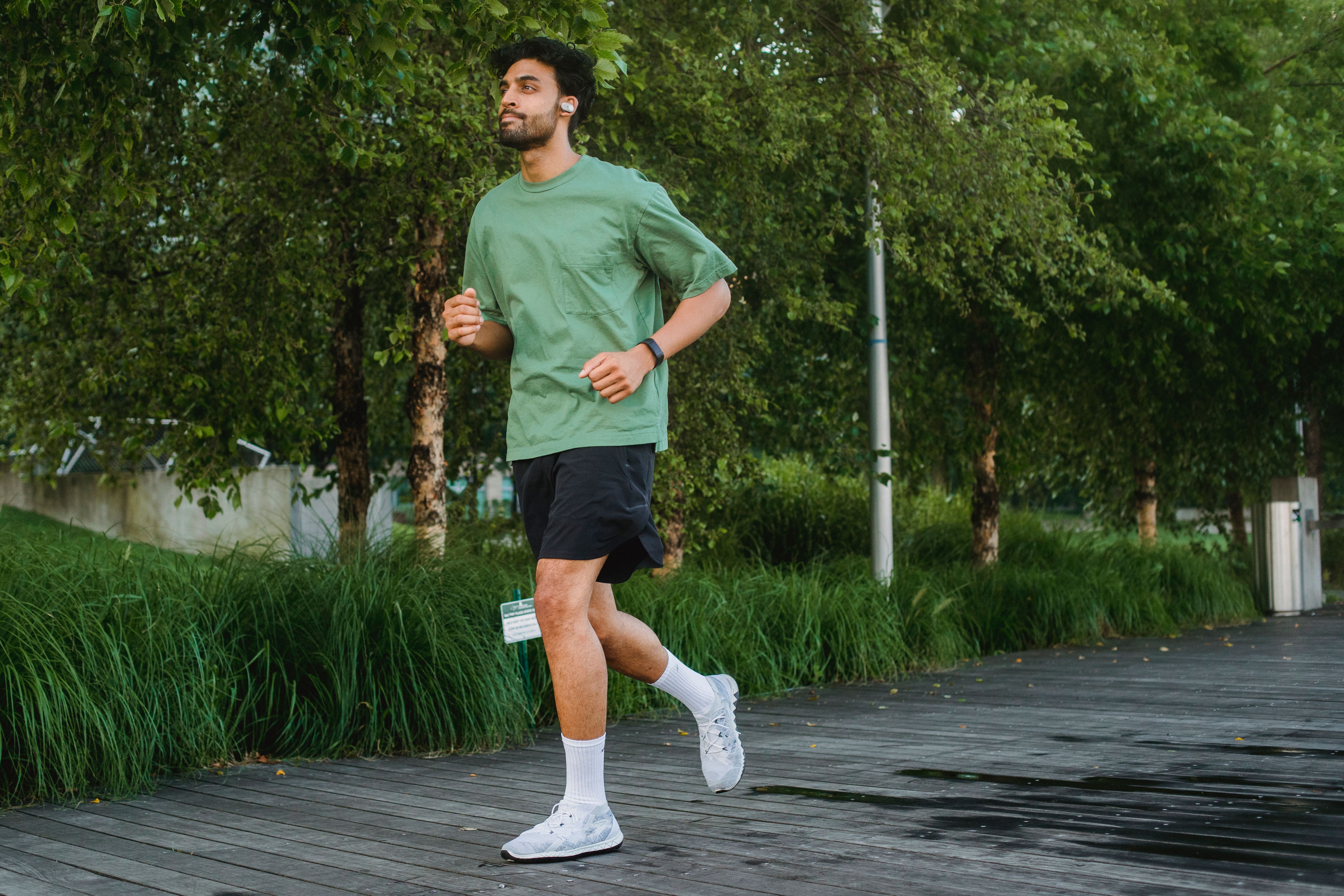 Man running in park